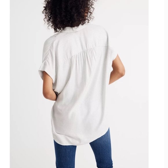 Madewell Central Stripe Oversized Fit Button-Down Red and White Shirt XS - Picture 3 of 10